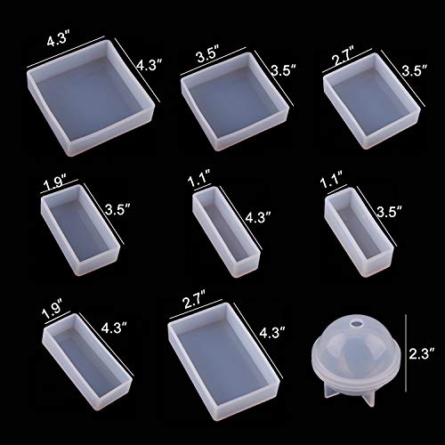 Square Resin Mold 9PCS Different Sizes Silicone Molds Different